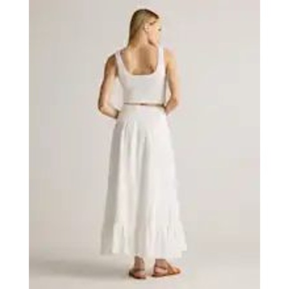 Quince women's 100% Organic Cotton Gauze Smocked Maxi Skirt White Size Small - Picture 4 of 6